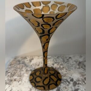 Hand painted Leopard Martini Glass